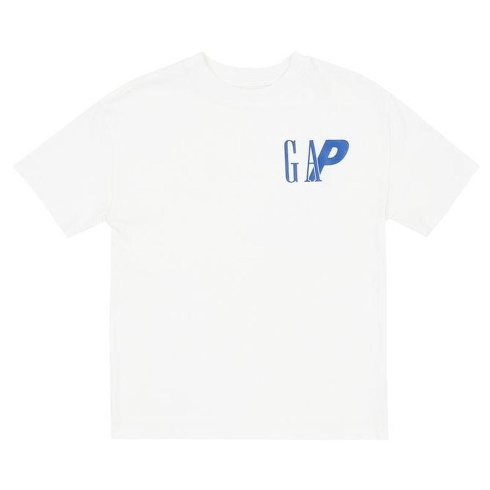 GAP x Palace White T-Shirt with Blue Logo Graphic Streetwear Collab Kids Size S